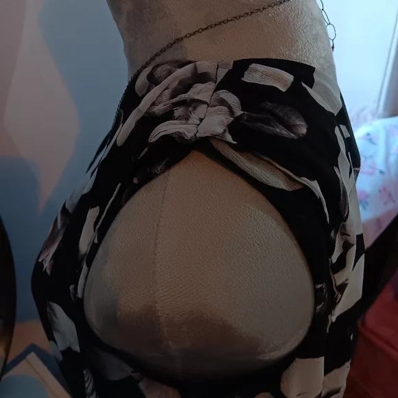 EXPRESS One Shoulder Sleeveless Lined Bow Floral Dress Holiday - Picture 7 of 9